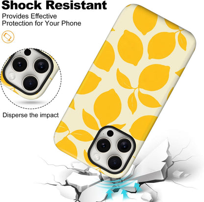 Magnetic for iPhone 16 Case Cute Phone Case, Lemon | Fruit Fresh Summer Shockproof TPU + Hard PC Protective Phone Cover Compatible with MagSafe Gift for Women Girl Boy