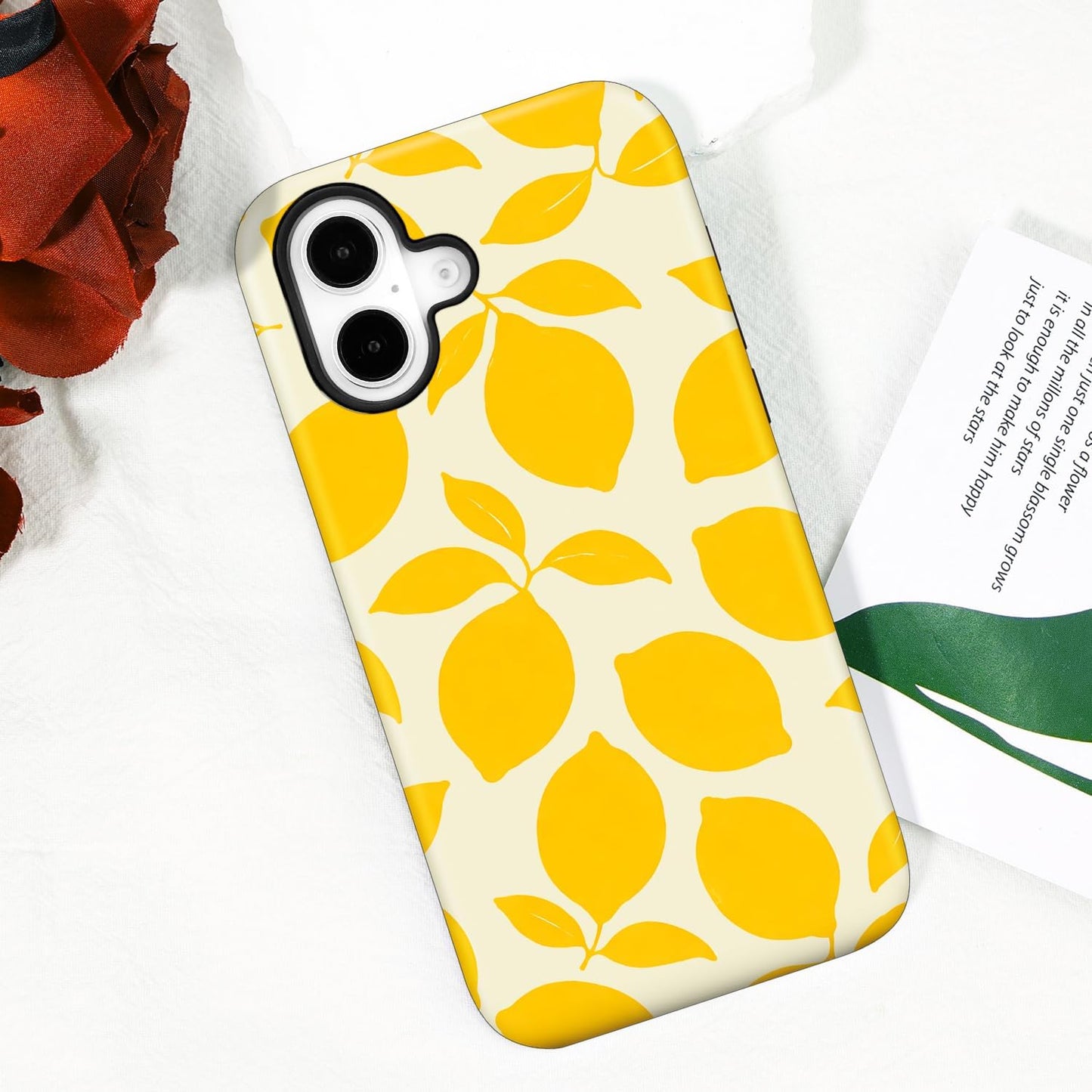 Magnetic for iPhone 16 Case Cute Phone Case, Lemon | Fruit Fresh Summer Shockproof TPU + Hard PC Protective Phone Cover Compatible with MagSafe Gift for Women Girl Boy