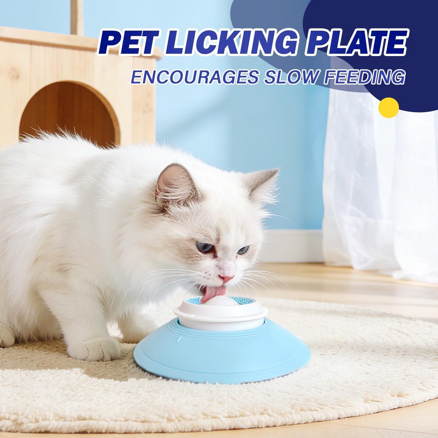 Slow Feeder cat Bowl, Interactive Licking Bowl for Wet & Liquid Food, Cat Puzzle Feeder, Non-Slip Cat Food Bowl for Slow Eating, Anxiety Relief Cat Slow Feeder Bowl （Yellow Ball）