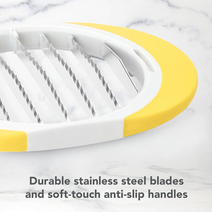 Citrus Slicer and Wedger Tool for Lemons Limes Oranges,Dual Blade Premium Cutter Creates 8 Wedges 6 Slices, Anti-Slip Base, Stainless Steel, BPA-Free Dishwasher Safe