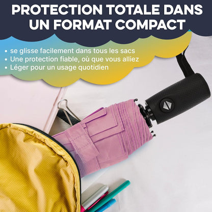 Travel Umbrella Compact - Small Umbrella for Backpack & Purse, Portable Automatic Umbrellas for Rain, Windproof, Reinforced Fiberglass Ribs, Water-Repellent Teflon