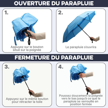 Travel Umbrella Compact - Small Umbrella for Backpack & Purse, Portable Automatic Umbrellas for Rain, Windproof, Reinforced Fiberglass Ribs, Water-Repellent Teflon