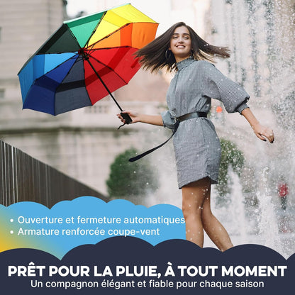 Travel Umbrella Compact - Small Umbrella for Backpack & Purse, Portable Automatic Umbrellas for Rain, Windproof, Reinforced Fiberglass Ribs, Water-Repellent Teflon