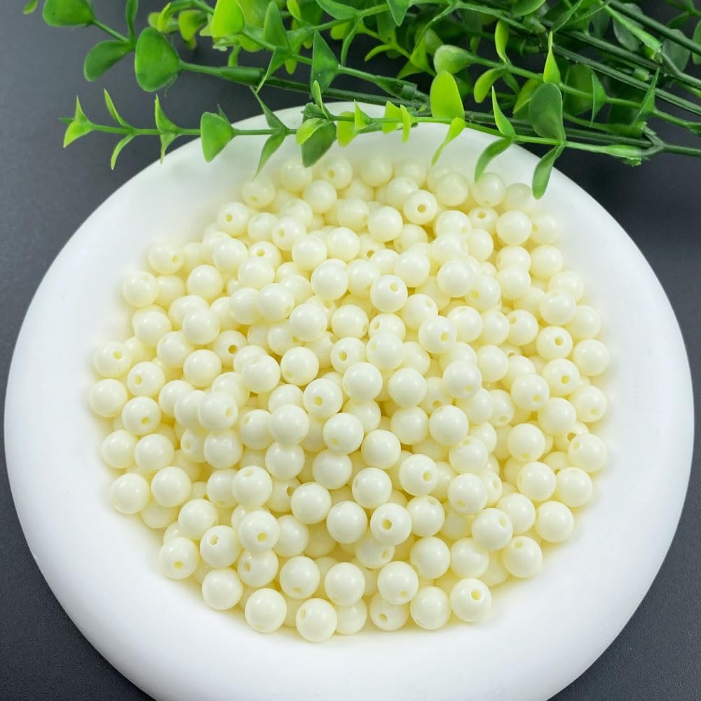 200 Pieces 10mm Acrylic Round Beads Smooth Spacer Plastic Pastel Beads Craft Beads for DIY Craft Jewelry Making Bracelets Necklaces Earring Crafting Supplies(Yellow)