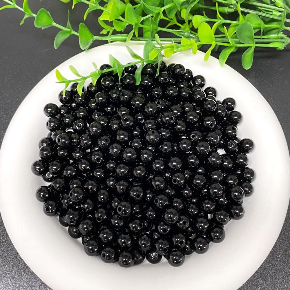 200 Pieces 10mm Acrylic Round Beads Smooth Spacer Plastic Pastel Beads Craft Beads for DIY Craft Jewelry Making Bracelets Necklaces Earring Crafting Supplies(Yellow)
