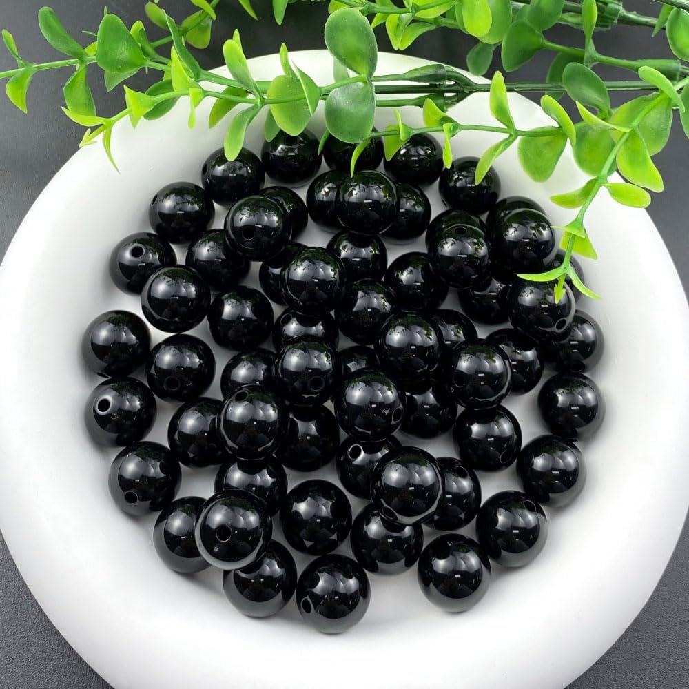 200 Pieces 10mm Acrylic Round Beads Smooth Spacer Plastic Pastel Beads Craft Beads for DIY Craft Jewelry Making Bracelets Necklaces Earring Crafting Supplies(Yellow)