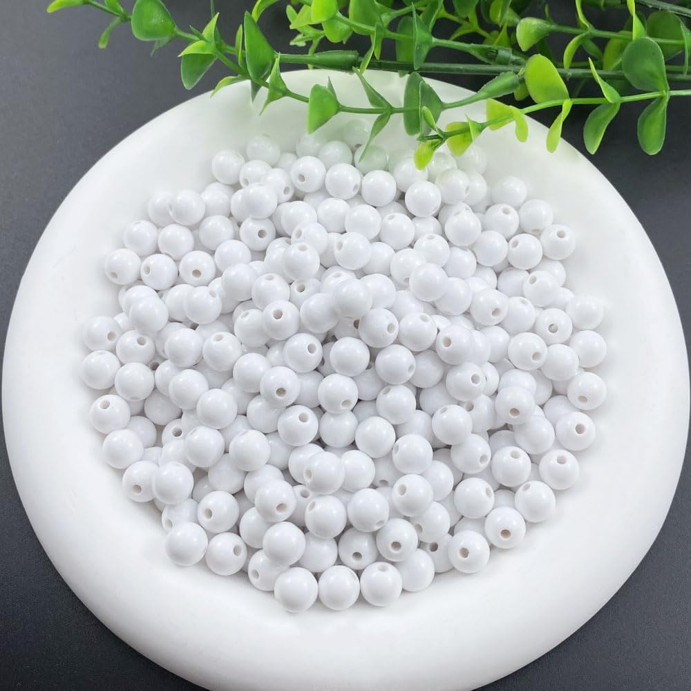 200 Pieces 10mm Acrylic Round Beads Smooth Spacer Plastic Pastel Beads Craft Beads for DIY Craft Jewelry Making Bracelets Necklaces Earring Crafting Supplies(Yellow)