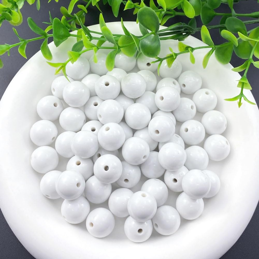 200 Pieces 10mm Acrylic Round Beads Smooth Spacer Plastic Pastel Beads Craft Beads for DIY Craft Jewelry Making Bracelets Necklaces Earring Crafting Supplies(Yellow)
