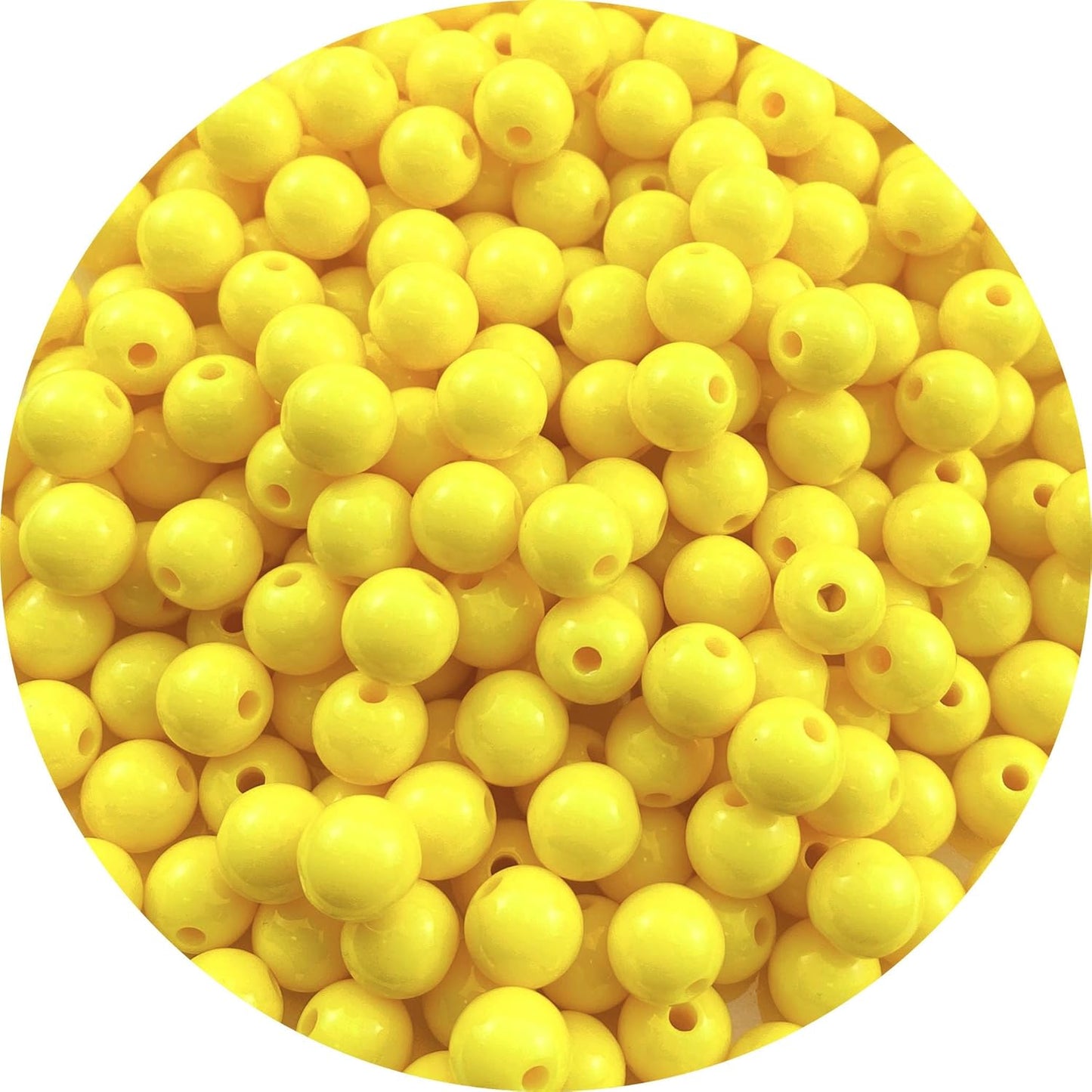 200 Pieces 10mm Acrylic Round Beads Smooth Spacer Plastic Pastel Beads Craft Beads for DIY Craft Jewelry Making Bracelets Necklaces Earring Crafting Supplies(Yellow)