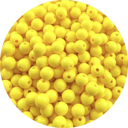 200 Pieces 10mm Acrylic Round Beads Smooth Spacer Plastic Pastel Beads Craft Beads for DIY Craft Jewelry Making Bracelets Necklaces Earring Crafting Supplies(Yellow)