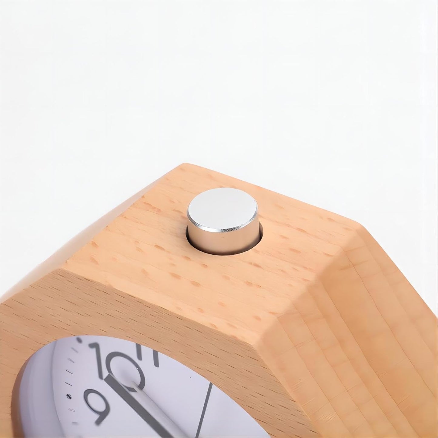 Wooden Analog Clock Light Night Snooze Function Battery Operated | Small LED Non-Ticking Quiet with Arabic Numerals for Kids Men Women Yellow