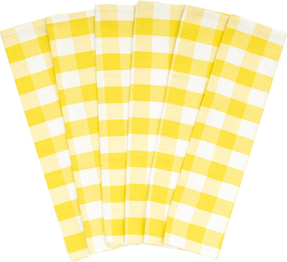 Yellow Dish Towels - Highly Absorbent, Lint-Free, 100% Cotton, Large Size, 30"x20", 6 Pack, Soft Fabric Yellow Kitchen Towels - Durable and Versatile Tea Towels Set with Hanging Loop (6 Pack)