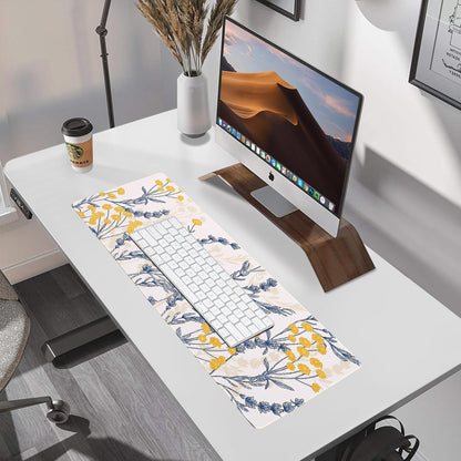 Waterproof Gaming Mousepad Large Mouse Mat Non-Slip Rubber Base | Desk pad Keyboard Desk Mat for Computer, Office Home, Yellow Flower Mat XL(31.50"x11.81"x0.12")