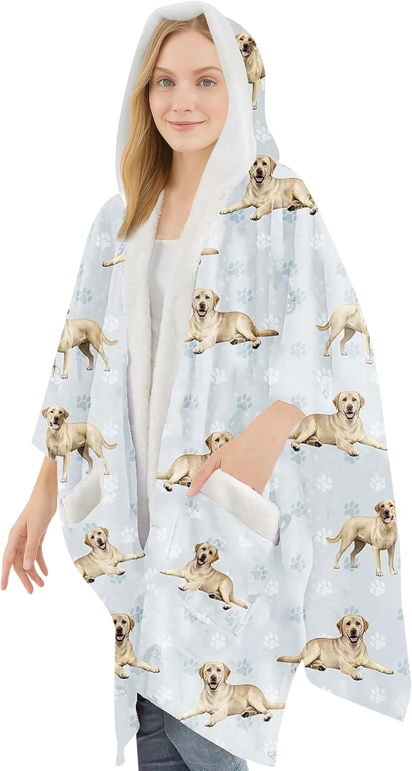 Sherpa Wearable Blanket Hoodie for Women – Soft Fleece Snuggs Wrap – 32 Dog & Cat Breeds – Warm Pet Lover Gifts