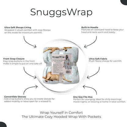Sherpa Wearable Blanket Hoodie for Women – Soft Fleece Snuggs Wrap – 32 Dog & Cat Breeds – Warm Pet Lover Gifts