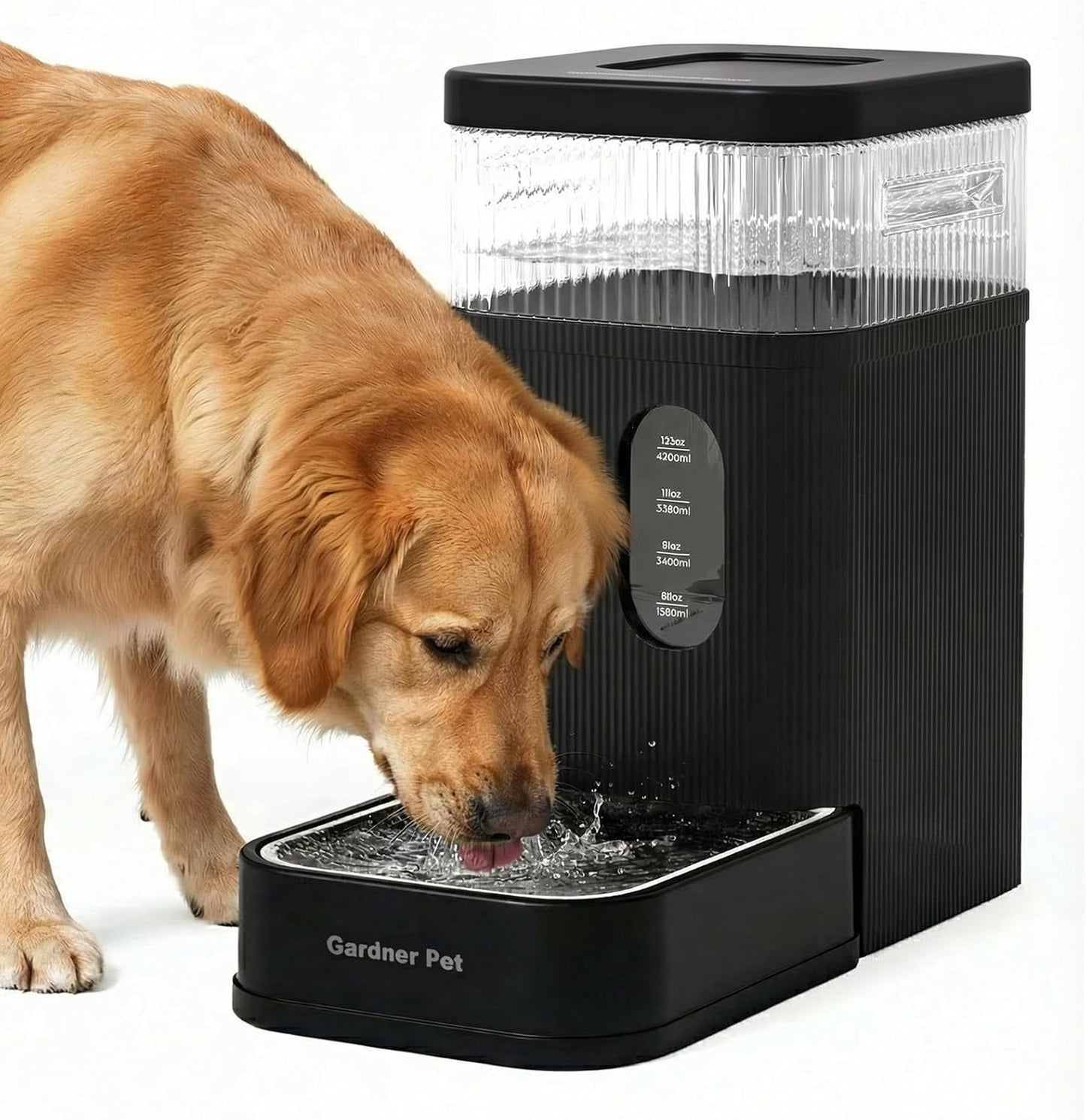 2.2 Gallon Automatic Dog Water Bowl Dispenser 8.5L Gravity Water Feeder with Stainless Steel Bowl & Maifan Stone Filter, BPA-Free for for Cats and Dogs (Black, 2.2 Gallon)