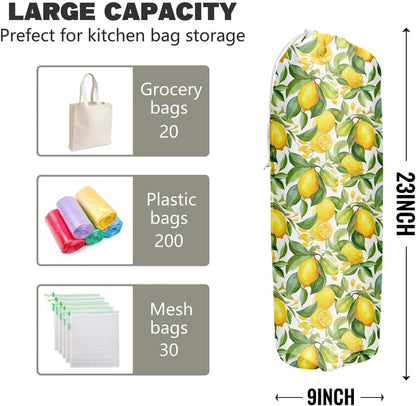 Lemon Plastic Grocery Trash Bag Holder Storage Organizer Plastic Bags | Holders for Grocery Cute Lemon Home Kitchen Decor Gifts for Women Mom Grandma