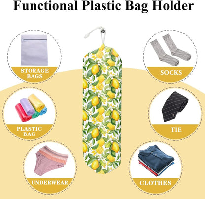 Lemon Plastic Grocery Trash Bag Holder Storage Organizer Plastic Bags | Holders for Grocery Cute Lemon Home Kitchen Decor Gifts for Women Mom Grandma