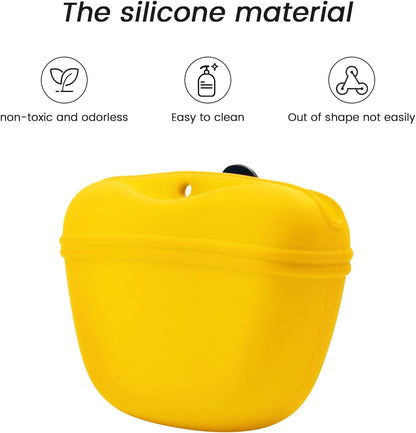 Silicone Dog Treat Pouch with Clicker Magnetic Closure Secure Clip | Upgraded clip keeps your treat pouch secure during training.Magnetic closure allows fast one hand access.Includes dog click