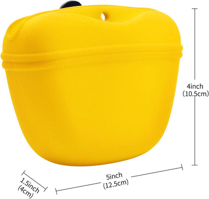 Silicone Dog Treat Pouch with Clicker Magnetic Closure Secure Clip | Upgraded clip keeps your treat pouch secure during training.Magnetic closure allows fast one hand access.Includes dog click