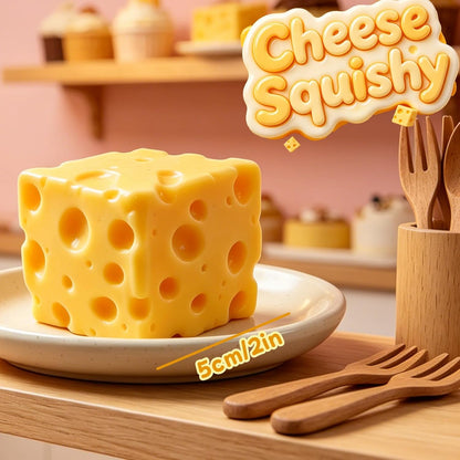 Cheese Squishy Food Squishy Stress Relief Fidget Toy Stress Relief Original Sensory Stress Balls Gifts for Adults Kids Friends (Yellow-1 Pack)