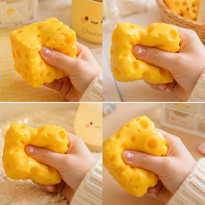 Cheese Squishy Food Squishy Stress Relief Fidget Toy Stress Relief Original Sensory Stress Balls Gifts for Adults Kids Friends (Yellow-1 Pack)