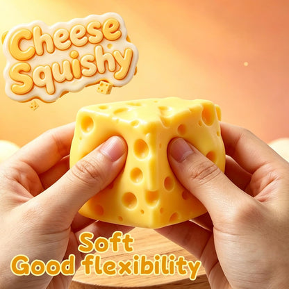 Cheese Squishy Food Squishy Stress Relief Fidget Toy Stress Relief Original Sensory Stress Balls Gifts for Adults Kids Friends (Yellow-1 Pack)