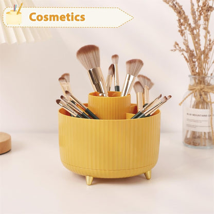 360 Degree Rotating Desk Organizer, Dual-Purpose Pencil Pen Holder, Rotating Desk Pen Organizer with 5 Slots, Pencil Cup for Office, School, Home