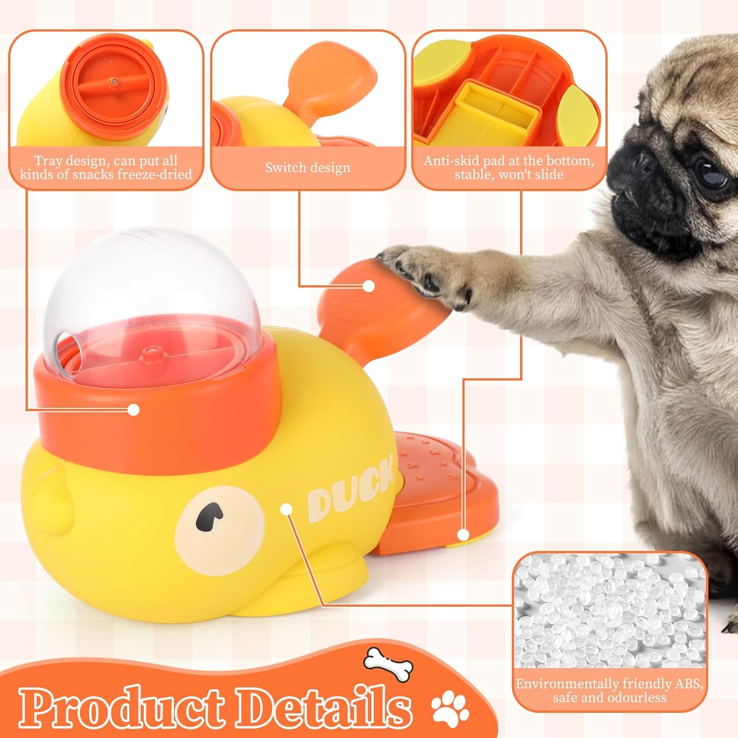 2 Pcs 2-in-1 Interactive Duck Treat Dispenser, Slow Duck Pet Feeder, Dog Treat Dispenser Toy, Feeder Puzzle Toy with 3 Food Outlet Sizes Toy for Small Medium Large Dogs (Yellow/White)