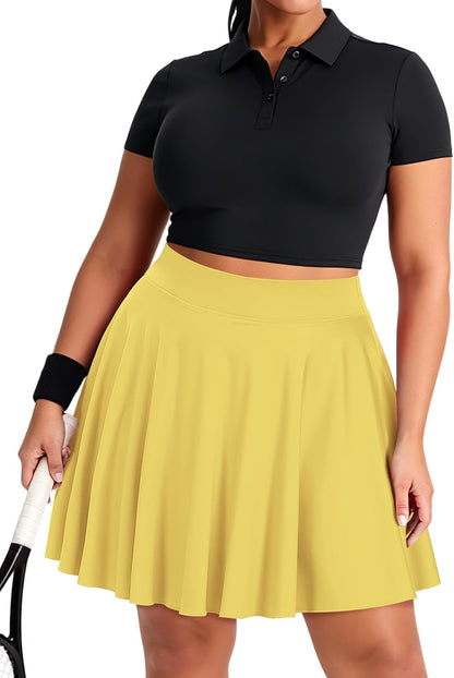 Plus Size Knee Length Golf Skirts for Women 20" High Waisted Athletic Tennis Skorts for Travel Daily