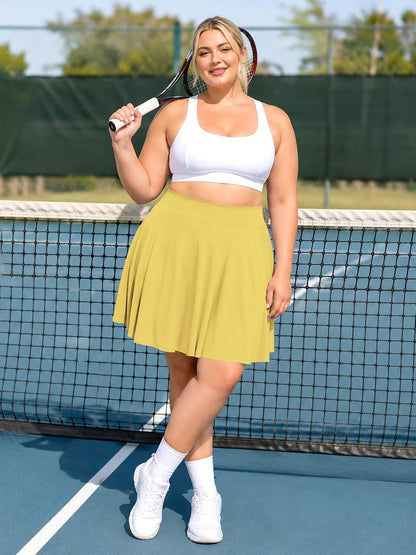 Plus Size Knee Length Golf Skirts for Women 20" High Waisted Athletic Tennis Skorts for Travel Daily