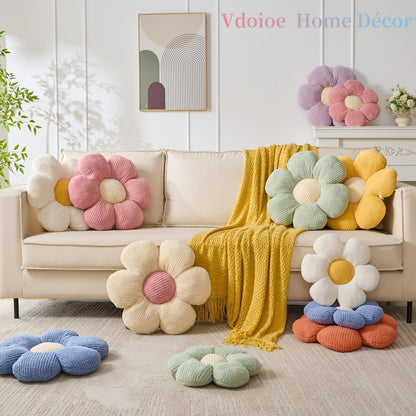 Flower Pillow,19.6" Daisy Pillow Blue Throw Pillows | Decorative Pillows,Fleece,PP Cotton Filling,Flower Shaped,Seating Cushion,for Sofa Couch Bed,Spring Cute Home Decor