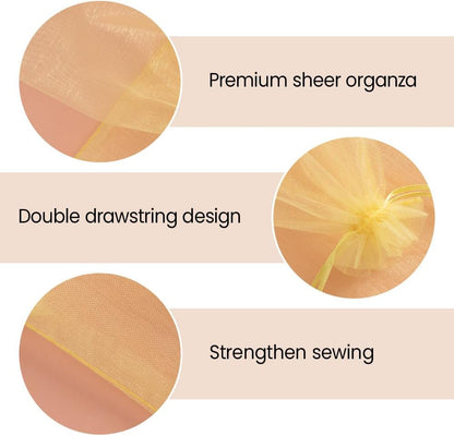 Meowoo 100PCS Organza Bags, 3x4in Small Mesh Bags Drawstring, Mesh Gift Bags Drawstring for Jewelry, Candy, Christmas, Sachets, Festivals, Bathroom Soaps, Makeup Organza, Wrapping Supplies(yellow)