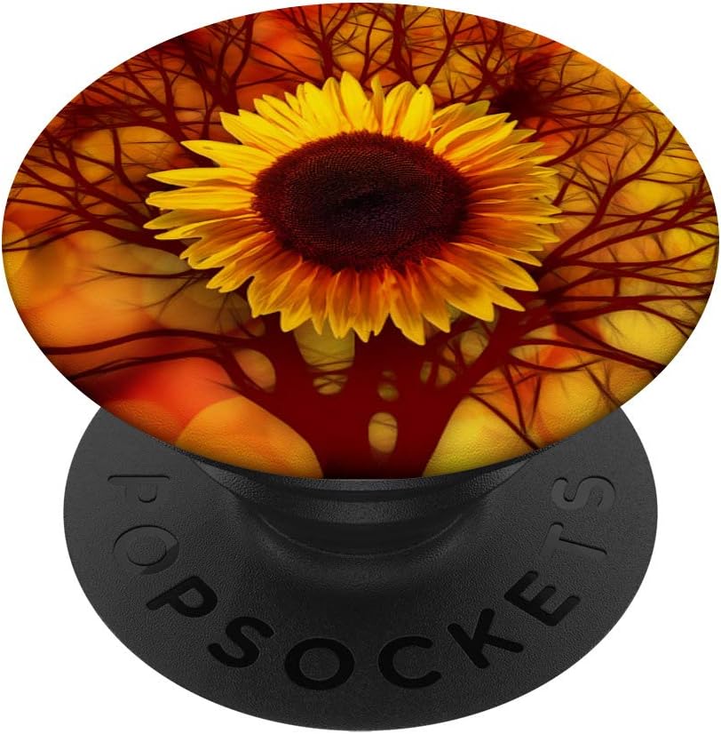 Cell Phone Holder Pop Up Button Cute Yellow Orange Sunflower PopSockets PopGrip: Swappable Grip for Phones & Tablets