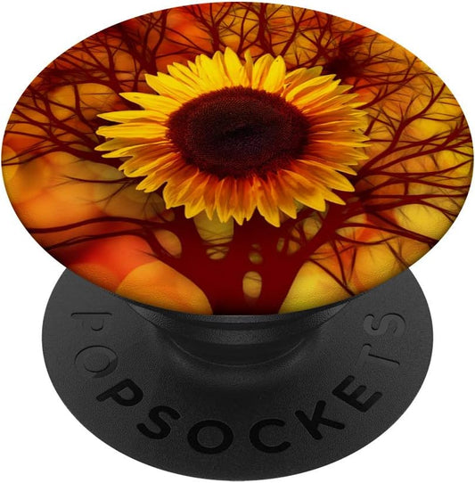 Cell Phone Holder Pop Up Button Cute Yellow Orange Sunflower PopSockets PopGrip: Swappable Grip for Phones & Tablets