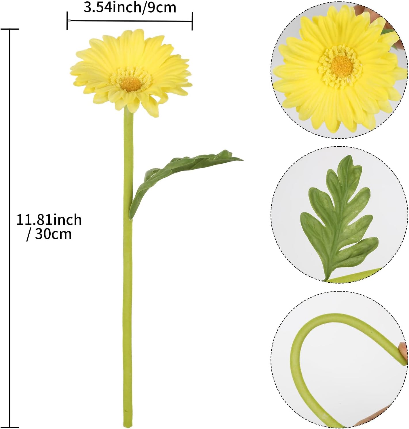 8PCS Yellow Fake Daisies Small Artificial Flowers 11.8” Daisy Bouquet for Table Centerpiece Arrangement Bathroom Kitchen Home Decor