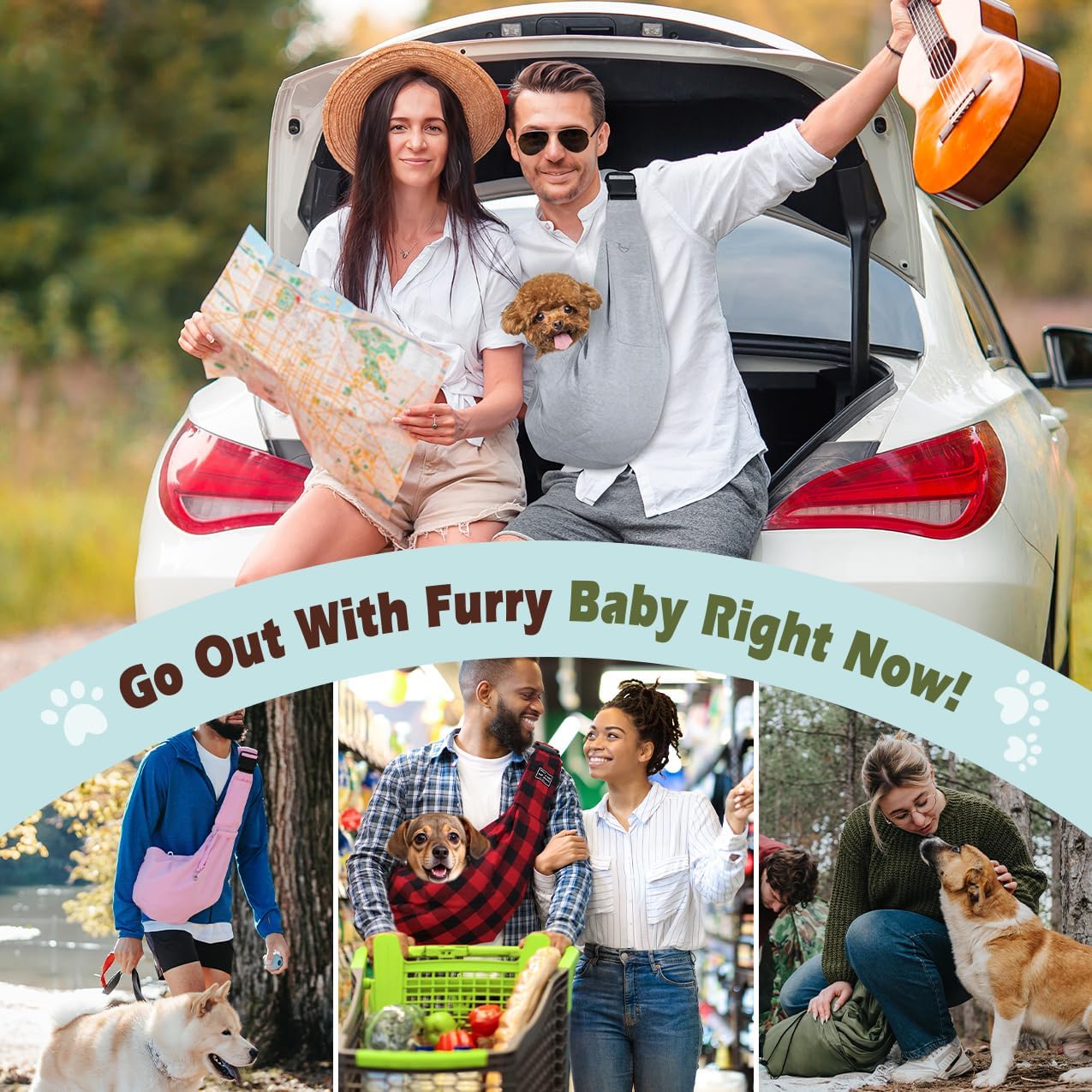 Small and Medium Pet Cat and Dog Sling Carrier for Outdoor Travel Adjustable Padded Shoulder Strap Pet Supplies