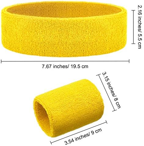6 Pcs Neon Sports Sweatbands Set Sports Competitions Sweatbands 2 Headband 4 Wristbands Breathable Terry Cloth Athletic Bands for Team Soccer Spirit 80s Costumes Cosplay