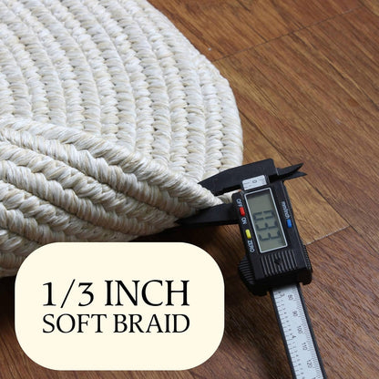 Muted Yellow, Sand Braided Rug 2' X 3' Oval Premium Indoor Outdoor Rug for Entryway, Kitchen, Bathroom - Made in USA