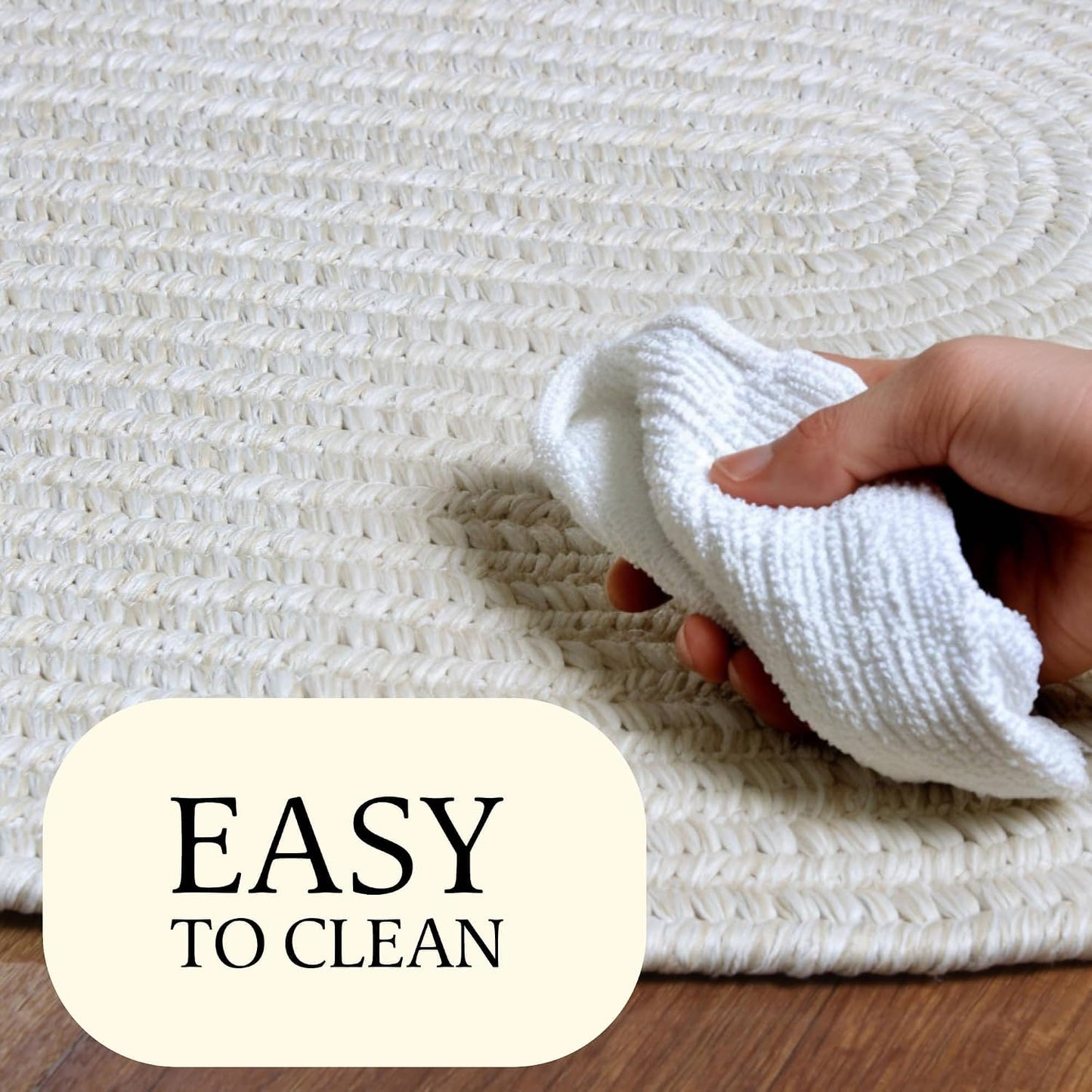 Muted Yellow, Sand Braided Rug 2' X 3' Oval Premium Indoor Outdoor Rug for Entryway, Kitchen, Bathroom - Made in USA