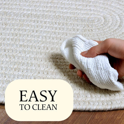 Muted Yellow, Sand Braided Rug 2' X 3' Oval Premium Indoor Outdoor Rug for Entryway, Kitchen, Bathroom - Made in USA