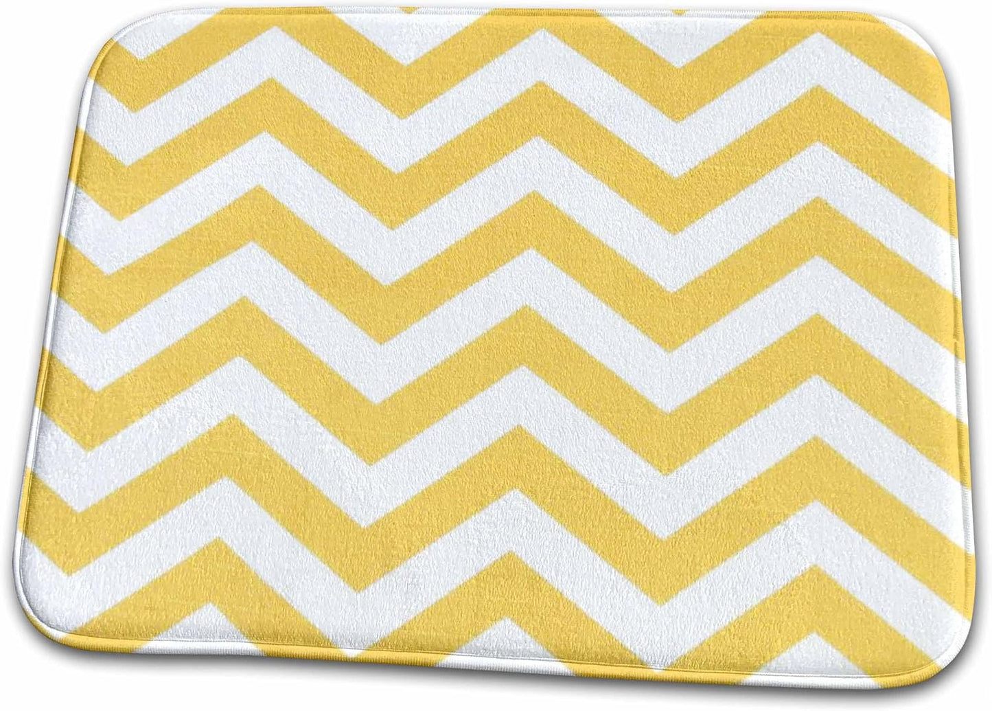 Dish Drying Mat - Zig Zag Yellow Stripes Designer Plaids and Pattern