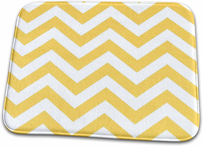 Dish Drying Mat - Zig Zag Yellow Stripes Designer Plaids and Pattern