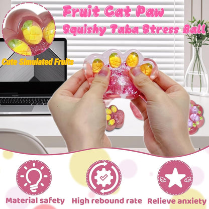 Kawaii Yellow Cat Paw Taba Squishy Stress Balls for Boys and Girls, Cute Pineapple Sugar Ball Squeeze Toys for Kids, Cat Paw Silicone Squishy Toys for Children's Day, Birthday
