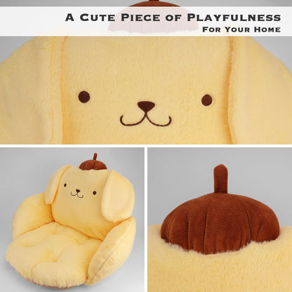 Juju Yellow Kawaii Cushion - Kawaii Room Decor - Seat Cushions for Office Chairs - Office Chair Cushions - Car Seat Cushion - Gaming Room Decor - Gaming Desk Accessories Floor Pillow (Yellow)