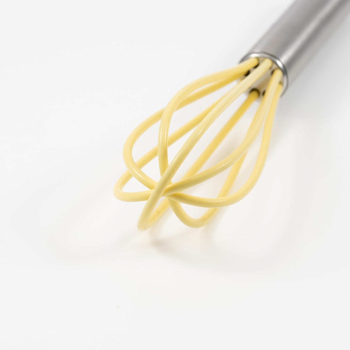 Mini Whisks 6 inch 4Pcs silica gel stainless steel Whisk, Hand Egg Mixer for Flour Cake Egg, Kitchen Cooking Baking Use Whisk (yellow)
