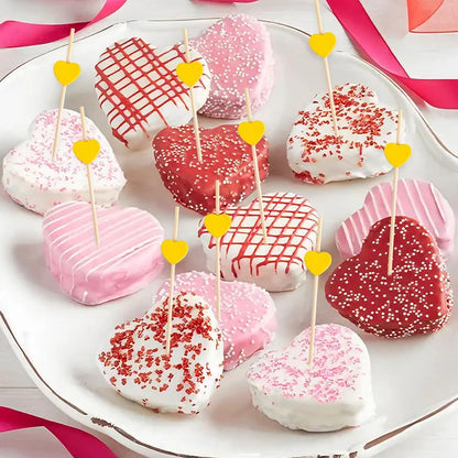 Yellow Heart Toothpicks for Appetizers 200PCS 4.7 Inch Valentines Heart Cocktail Picks for Drinks Food Appetizer Skewers Bamboo Toothpicks for Birthday Valentines Galentines Day Party Decorations