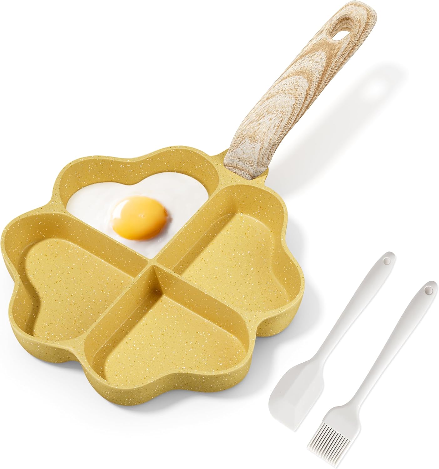 Ceramic Egg Pan Omelette Pan, 4-Cup Nonstick Omelette Skillet, Breakfast Frying Pan Egg Cooker Suitable for Gas Stove & Induction Cookware, PFOA PFOS Free, Yellow
