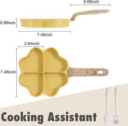 Ceramic Egg Pan Omelette Pan, 4-Cup Nonstick Omelette Skillet, Breakfast Frying Pan Egg Cooker Suitable for Gas Stove & Induction Cookware, PFOA PFOS Free, Yellow
