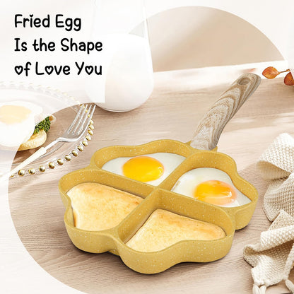 Ceramic Egg Pan Omelette Pan, 4-Cup Nonstick Omelette Skillet, Breakfast Frying Pan Egg Cooker Suitable for Gas Stove & Induction Cookware, PFOA PFOS Free, Yellow